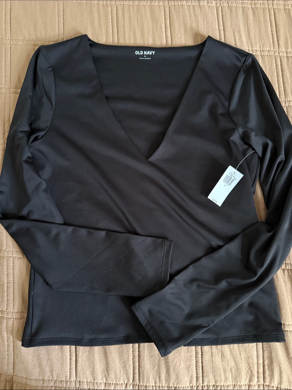 Old Navy Black Long-Sleeve V-Neck Top